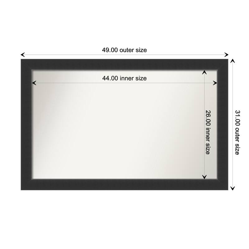 Corvino Black Framed Non-Beveled Custom Wall Mirror, Bathroom Vanity Mirror - Outer Size: 49 x 31