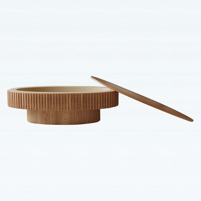 47 Inch Oval Coffee Table with Storage