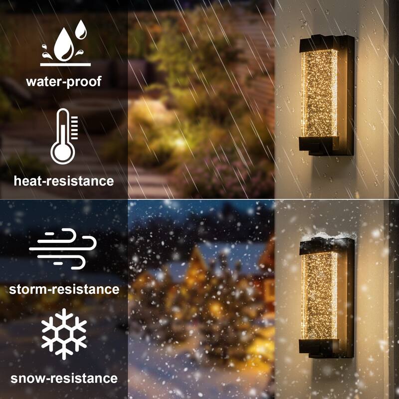 1-Light Crystal Outdoor Integrated LED Bulbble Glass Wall Sconce