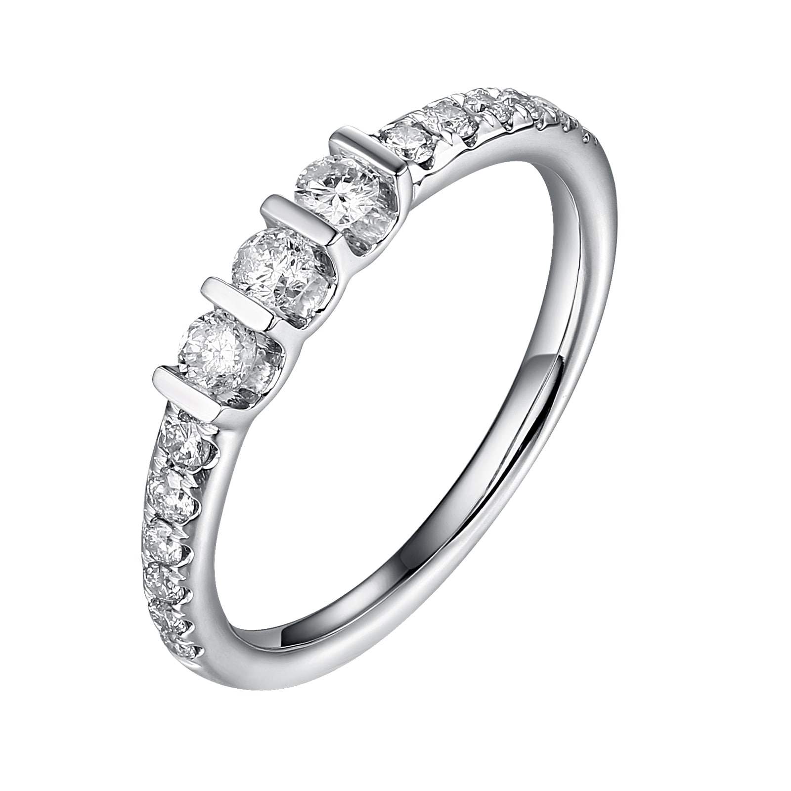 Prism Jewel 0.20 Carat G-H//I1 Round Natural Three Diamond Ring