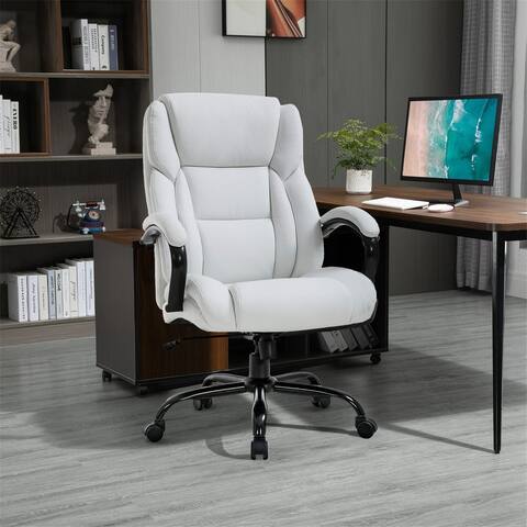 White PU Leather Adjustable Height Ergonomic Office Chair