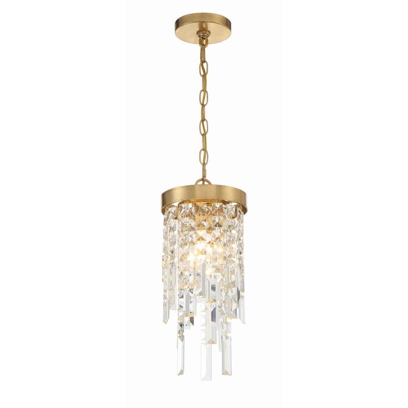Winfield 1 Light Antique Gold Pendant - 7"W x 16"H x 7"D