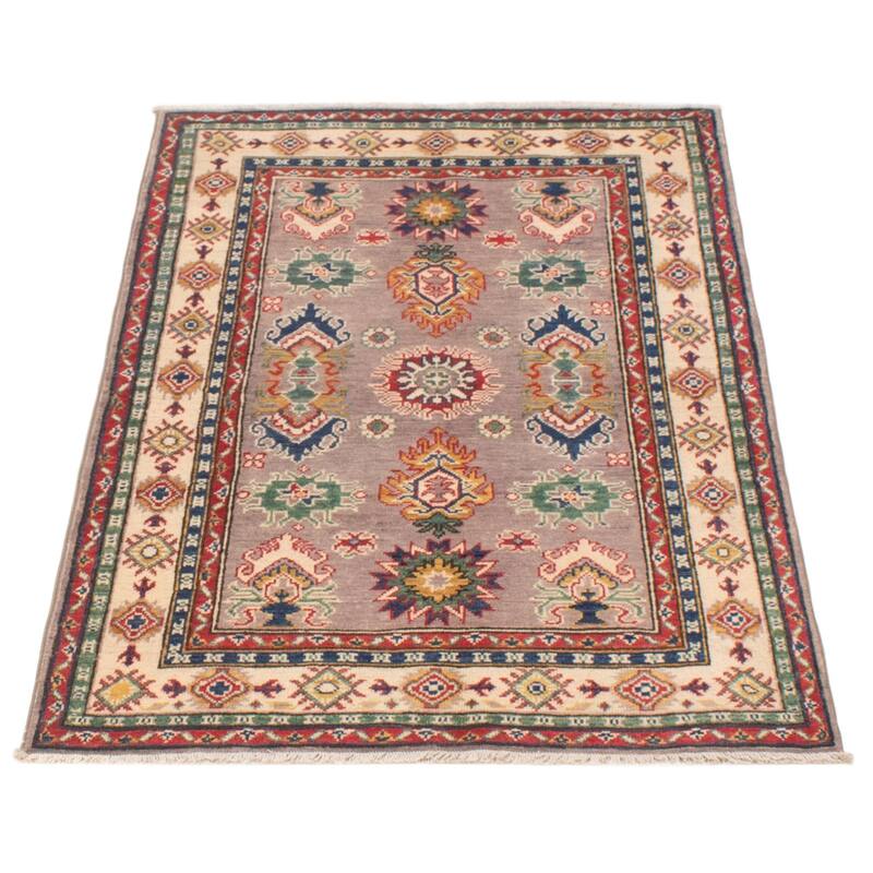 ECARPETGALLERY Hand-knotted Uzbek Ghazni Taupe Wool Rug - 3'4 x 5'0