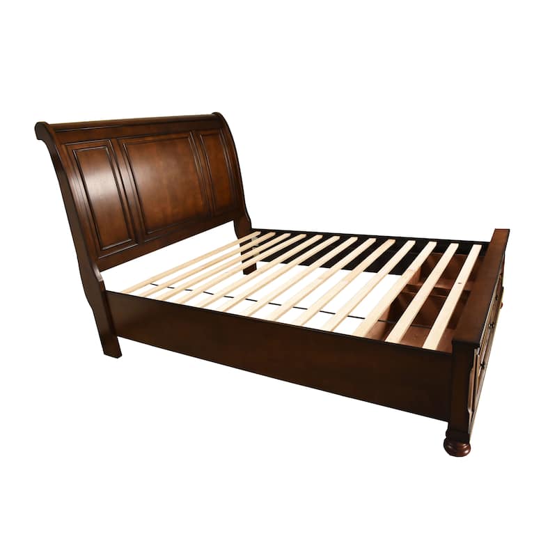 Queen Storage Platform Bed Made with Wood in Dark Walnut