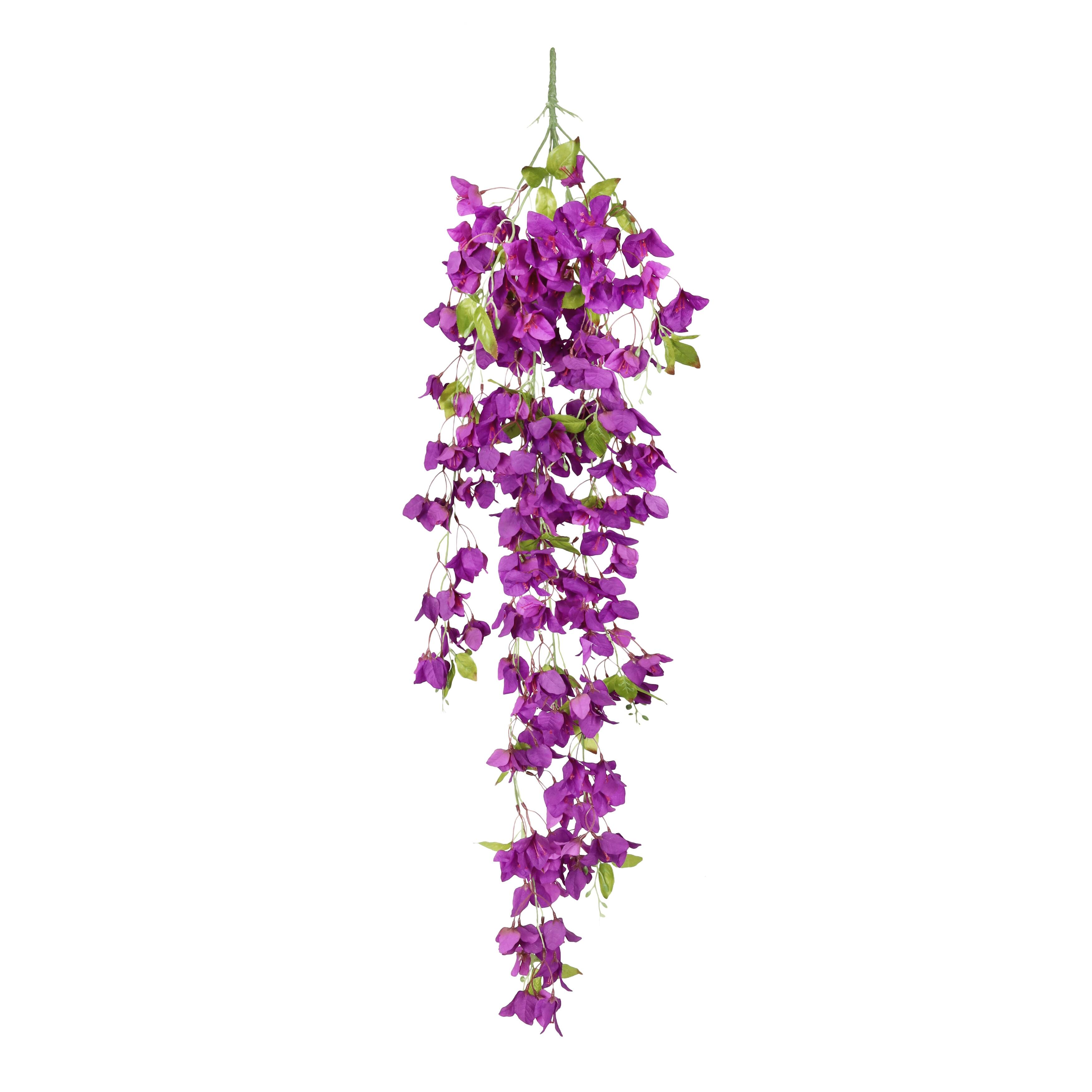 Purple Artificial Bougainvillea Flower Stem Hanging Spray Bush 50in ...