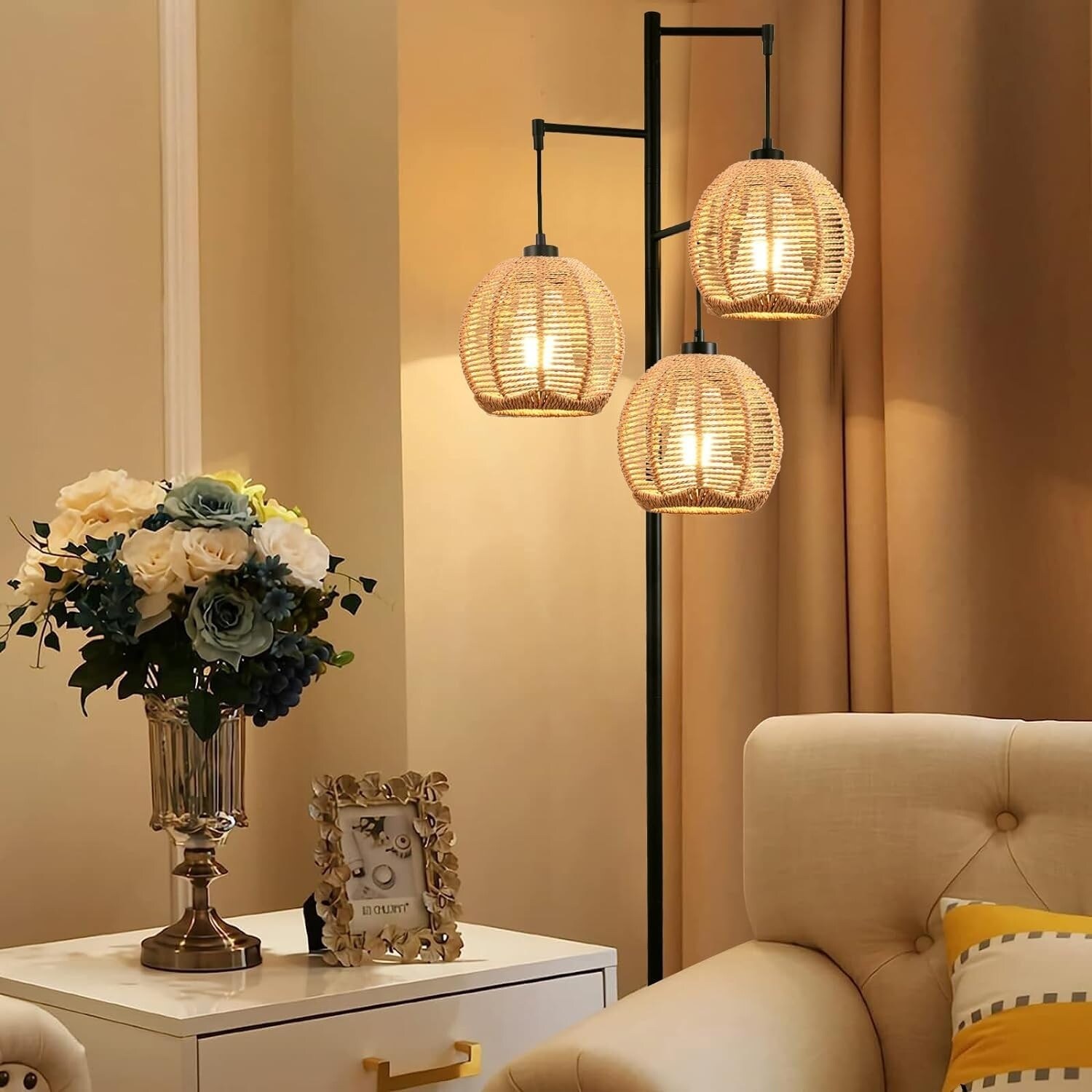 Tall boho lamp on sale