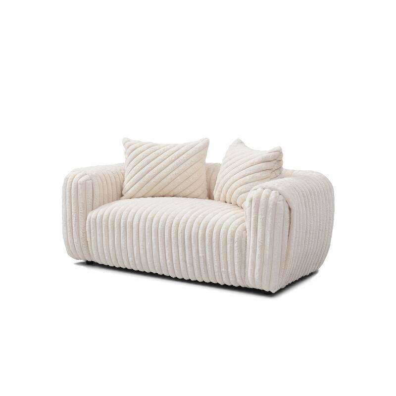 Cancun 70 in. Pillow Top Arm Polyester Straight Sofa in White
