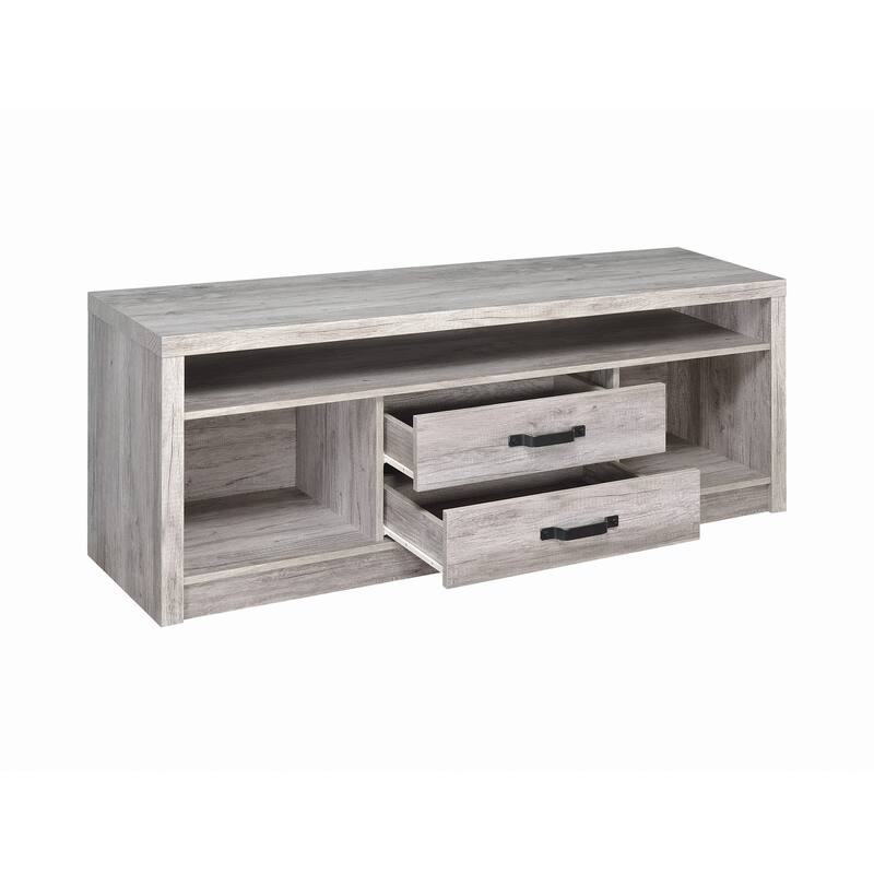 2 Drawers and Open Shelf TV Console in Grey