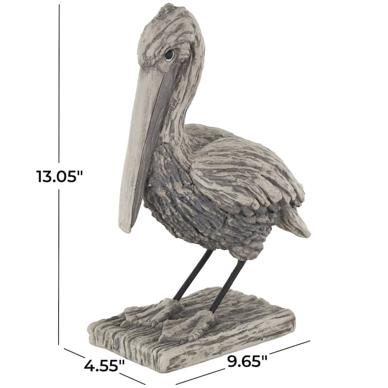 Polystone Pelican Textured Sculpture - Gray - Roche River Decor - 10"W x 5"L x 13"H