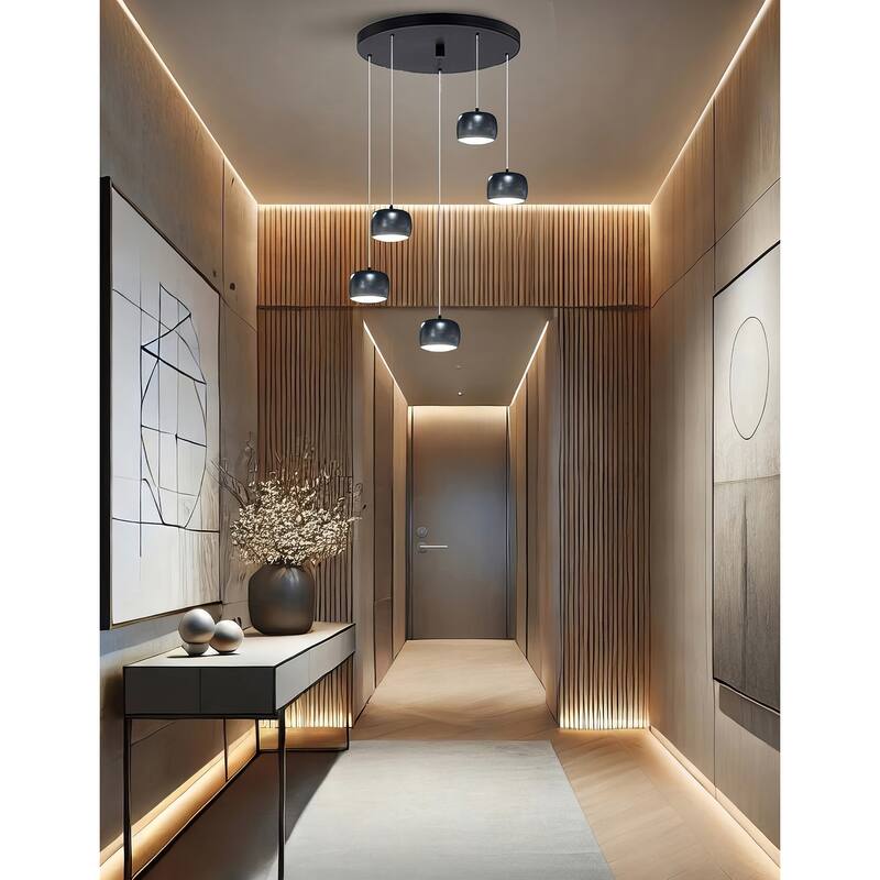 Justice Design Group Frascati LED 5-Light Multi-Pendant - Matte Black Finish