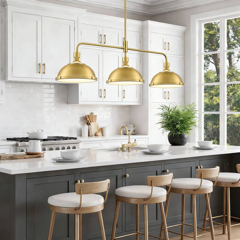 3-Light Farmhouse 3-Light Dome Chandelier Metal Pendant Light