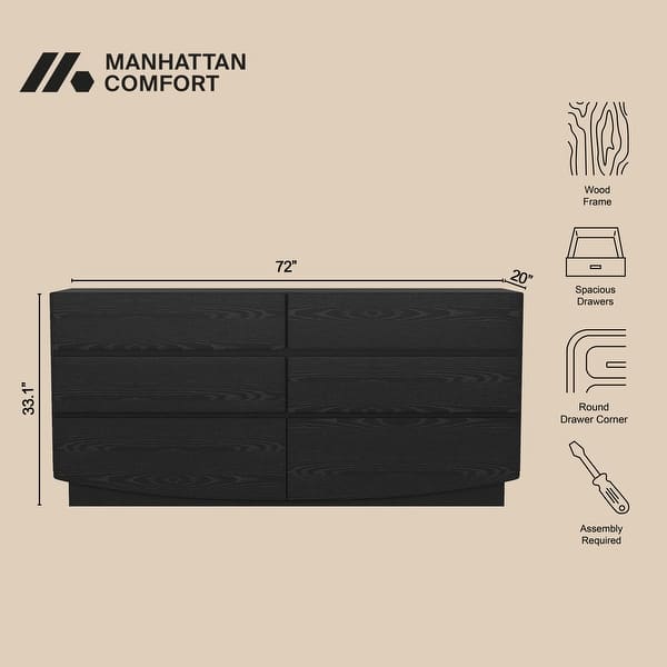 dimension image slide 0 of 3, Manhattan Comfort Ardea 72" Dresser (6-Drawer)