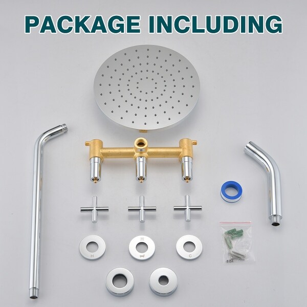 PROOX 10-inch Rainfall Bathtub Shower Faucet Wall Mounted 3 Handle