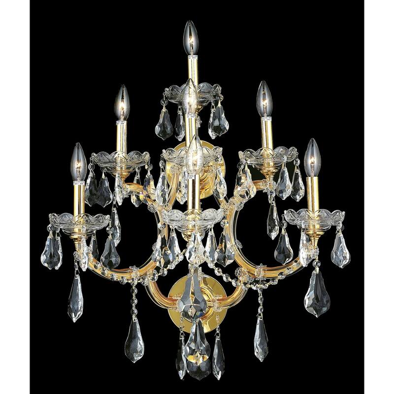 Fleur Illumination 7 light Gold Wall Sconce - royal cut crystals/Gold