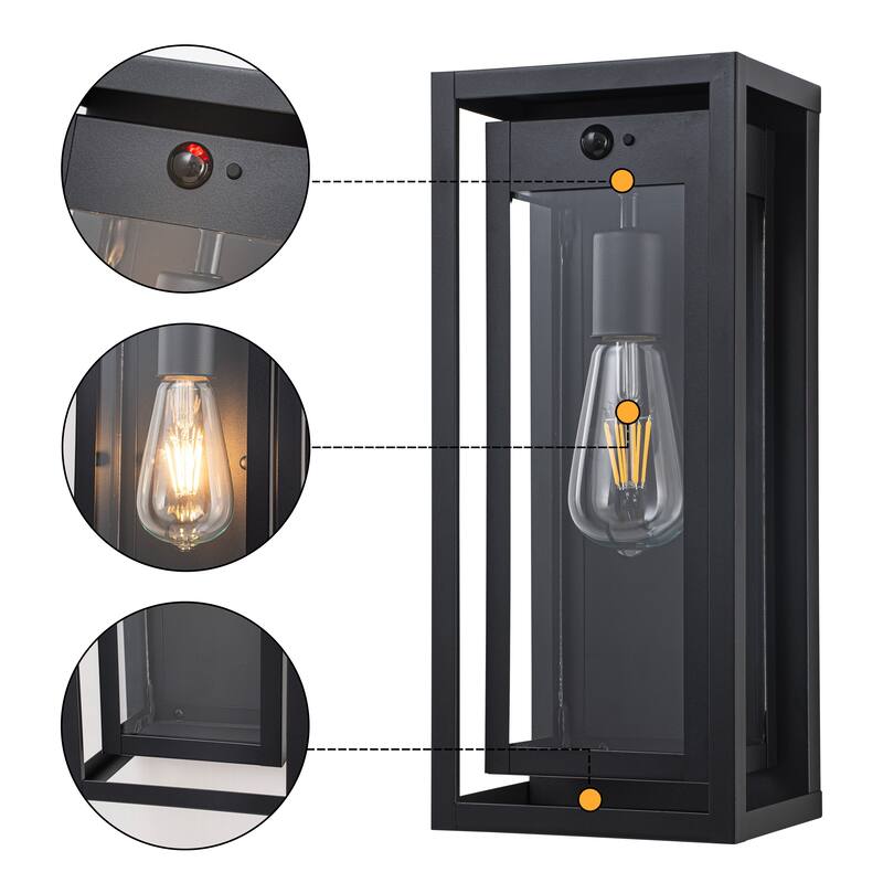 C Cattleya 1-Light Matte Black Motion Sensor Outdoor Wall Sconce