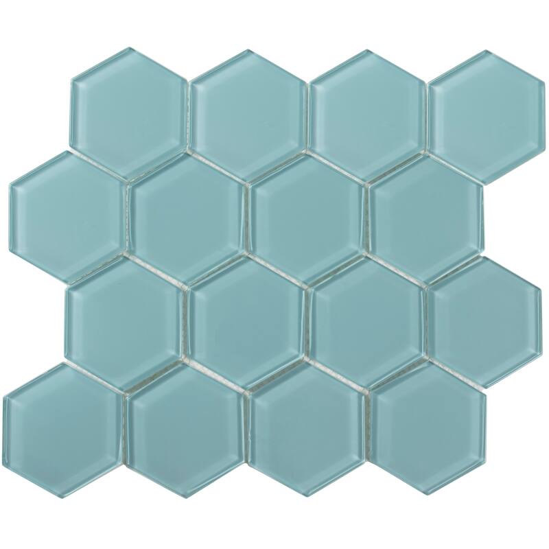 3" Beehive 10.25 in. x 11.75 in. Hexagon Glass Mesh-Mounted Mosaic Tile