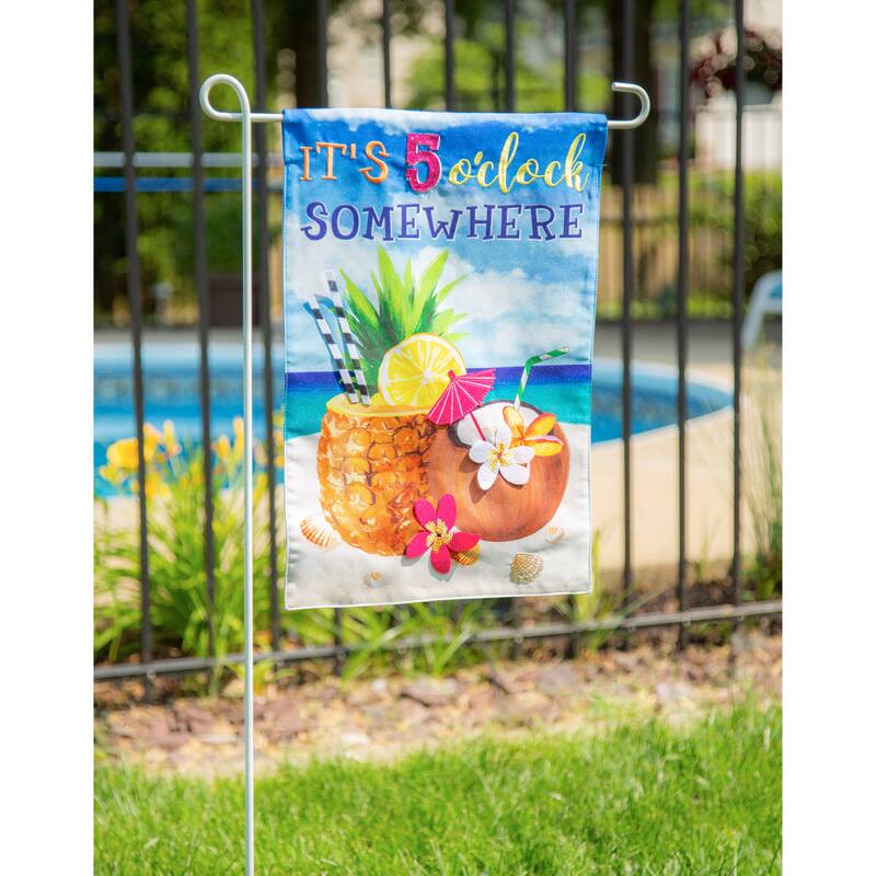 12.5 in. x 18 in. 5 O'Clock Somewhere Beach Garden Linen Flag