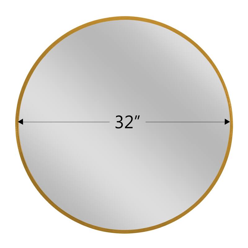 Wall Round Mirror 30'' Modern Brushed Metal Frame Wall-Mounted