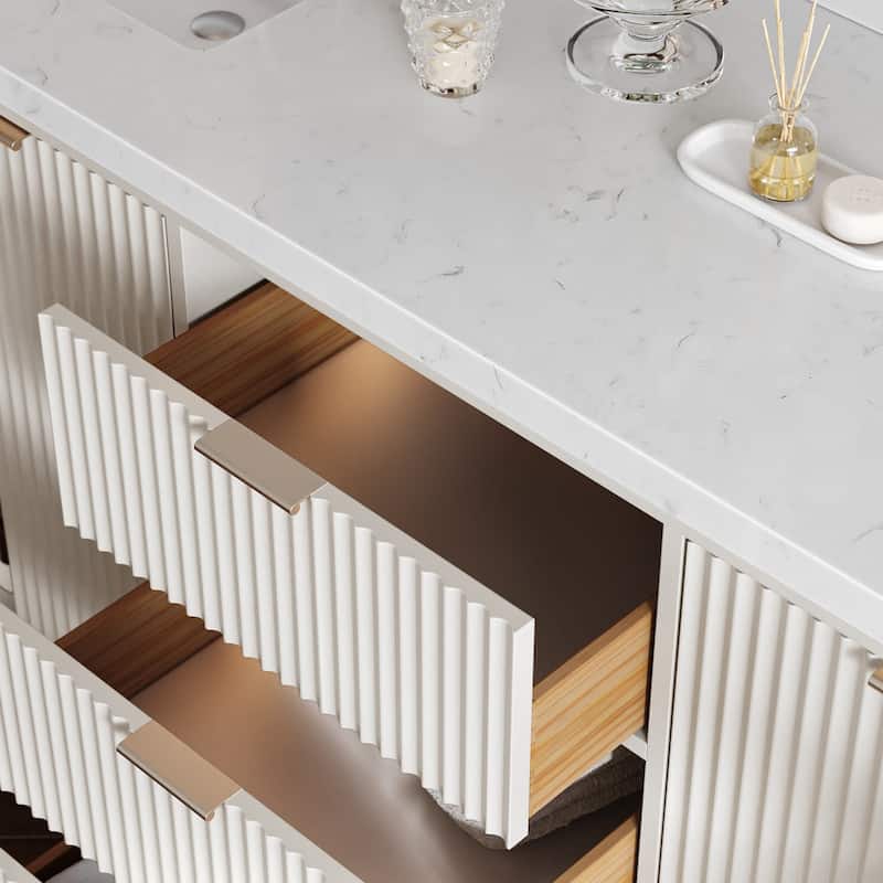 Ariel P72DCQRVO Milan 72" Free Standing Double Basin Vanity Set with