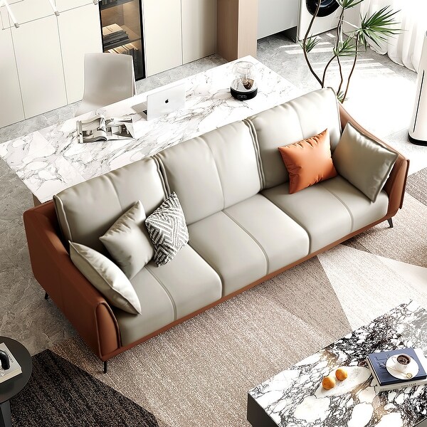 Modern faux leather sofa discount