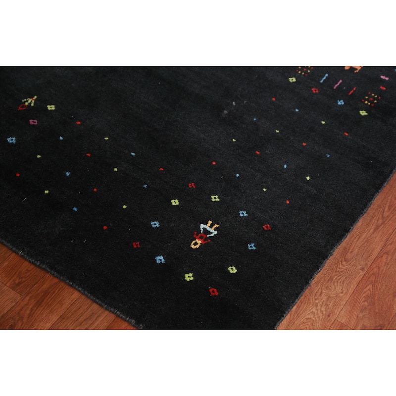 Hand Knotted Oriental 100% Wool Carpet Tribal Tribal Greys & Charcoal Gabbeh Area Rug - 8' 3'' X 8' 2''