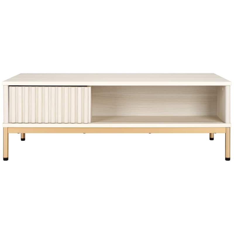 SAFAVIEH Lylia 2-Door Storage Coffee Table - 43.7 in. W x 21.5 in. D x 15.4 in. H - White/Gold