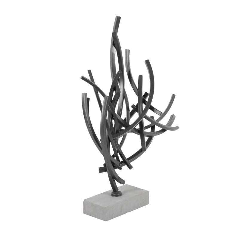 Metal Abstract Sculpture with Marble Base - Gray - Roche River Decor - 7"W x 17"L x 24"H