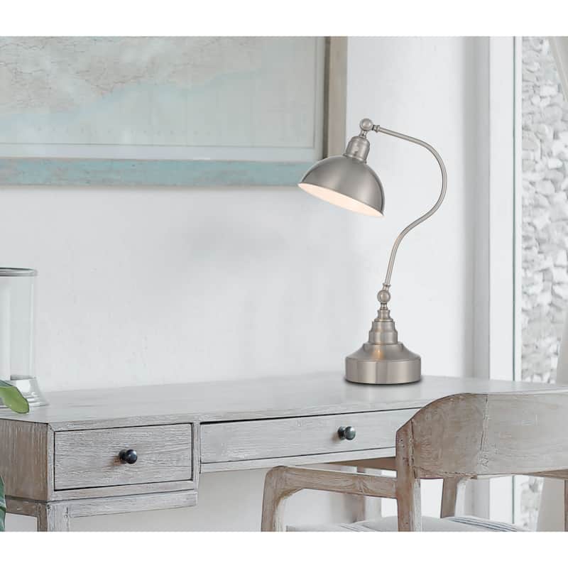 Industrial adjustable metal downbridge desk lamp with half dome metal shade