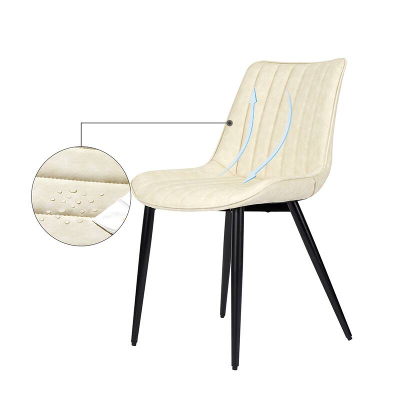 AVAWING Mid-Century Modern Dining Chairs Set of 2 Leather Upholstered Leisure