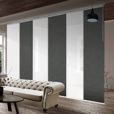 InStyleDesign 6-Panel Single Rail Panel Track Extendable 70"-130"W x 94"H, Panel width 23.5", Oatmeal, Charc