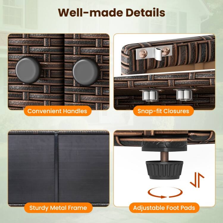 Mix Brown PE Rattan Patio Storage Cabinet with Metal Frame and Drawer - 48" x 17" x 40"