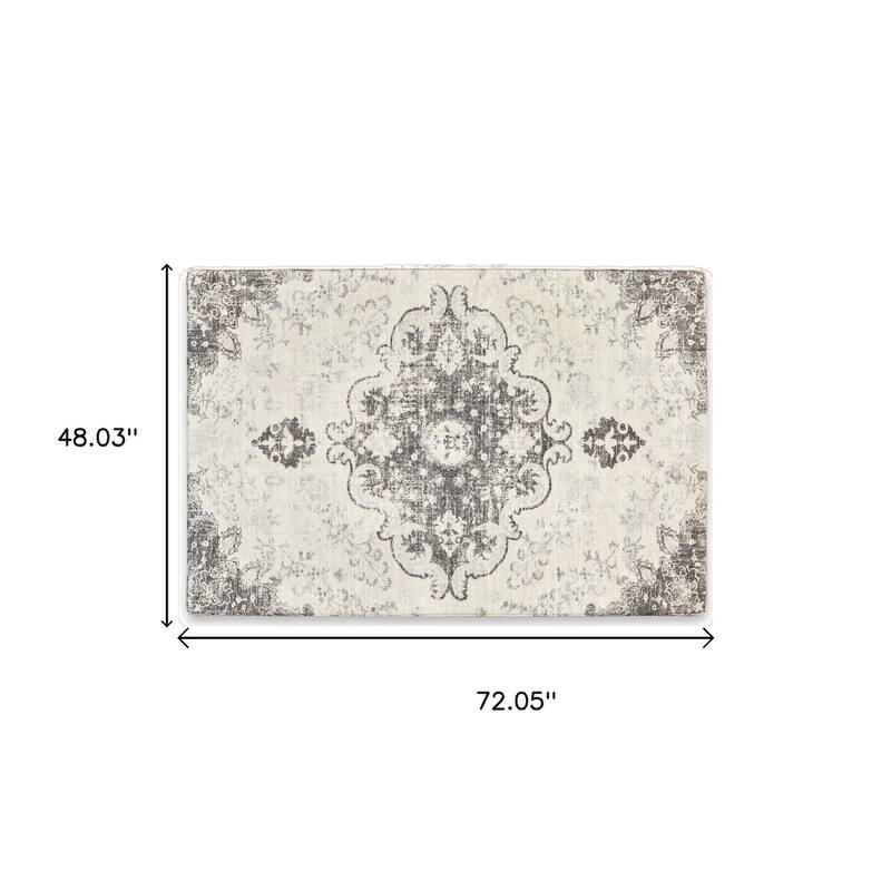 HomeRoots Medallion Traditional Rectangle Area Rug
