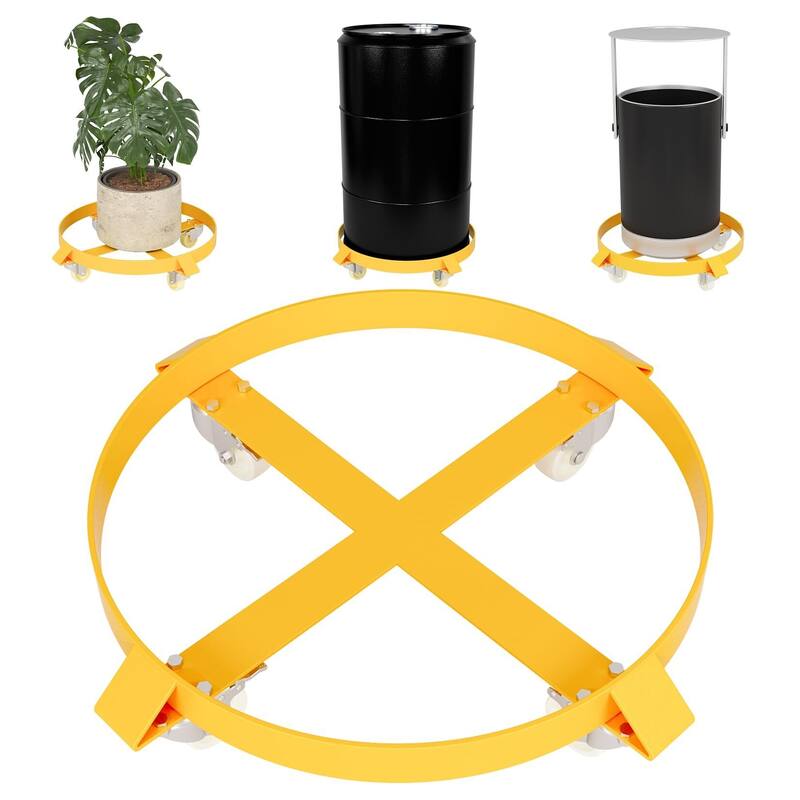 55 Gallon Drum Dolly, 1000lbs Capacity Heavy Duty Trash Can Dolly - Orange