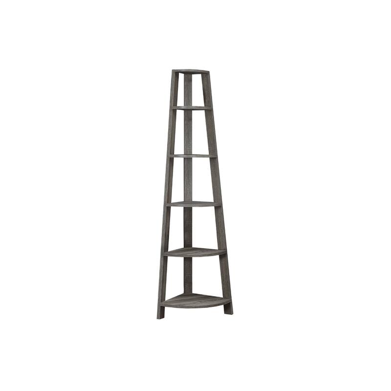 71" Espresso Wood Five Tier Corner Bookcase