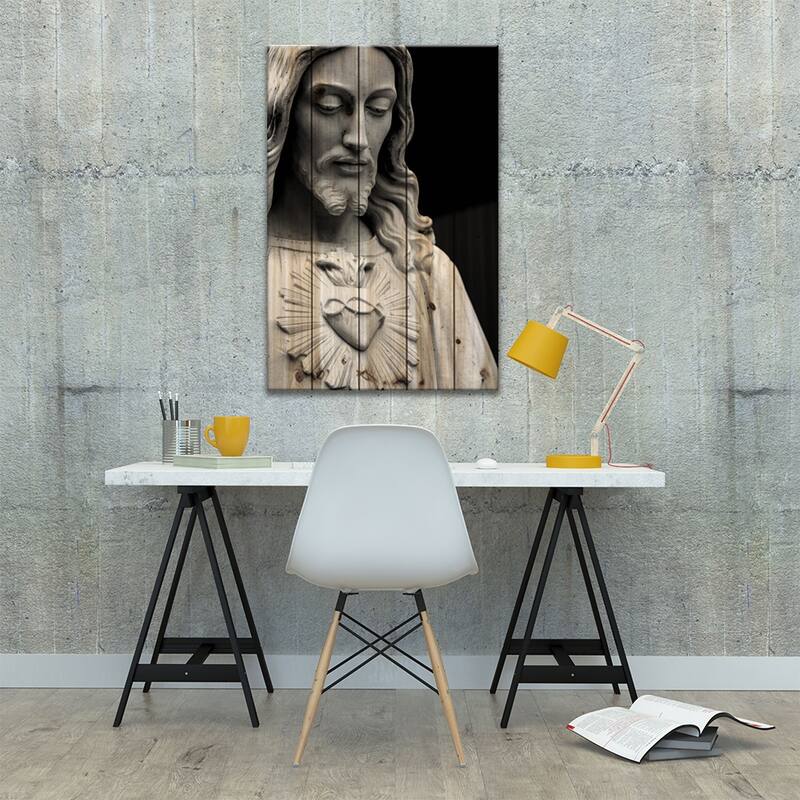 Jesus Christ Black & White Print On Wood by Unknown Artist - Multi-Color