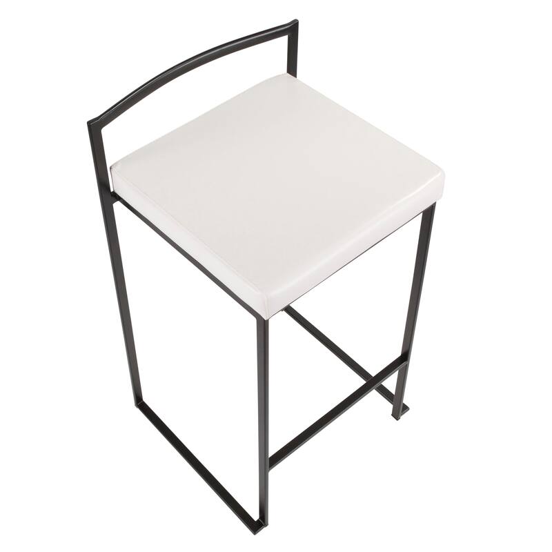 Porch & Den Forrest Black Stackable Fully Welded Counter Stool (Set of 3)