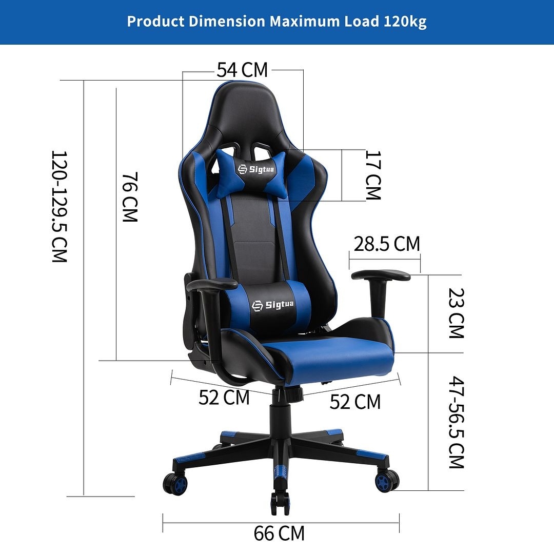 Ergonomic Racing Chair with Adjustable Lumbar & Reclining Back Support Sigtua Gaming Chair with Footrest Computer Racing Heavy Duty Office Chairs Red 72×61×119CM-129CM 