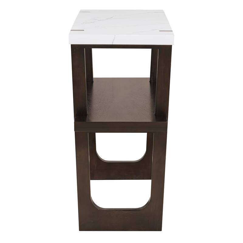 Elegant Console Table with Marble-Effect Top and Versatile Storage Solutions for Entryway and Living Room