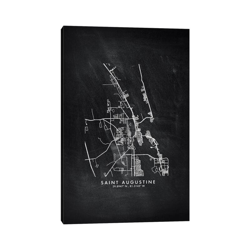 iCanvas "Saint Augustine City Map Chalkboard Style" by WallDecorAddict Canvas Print