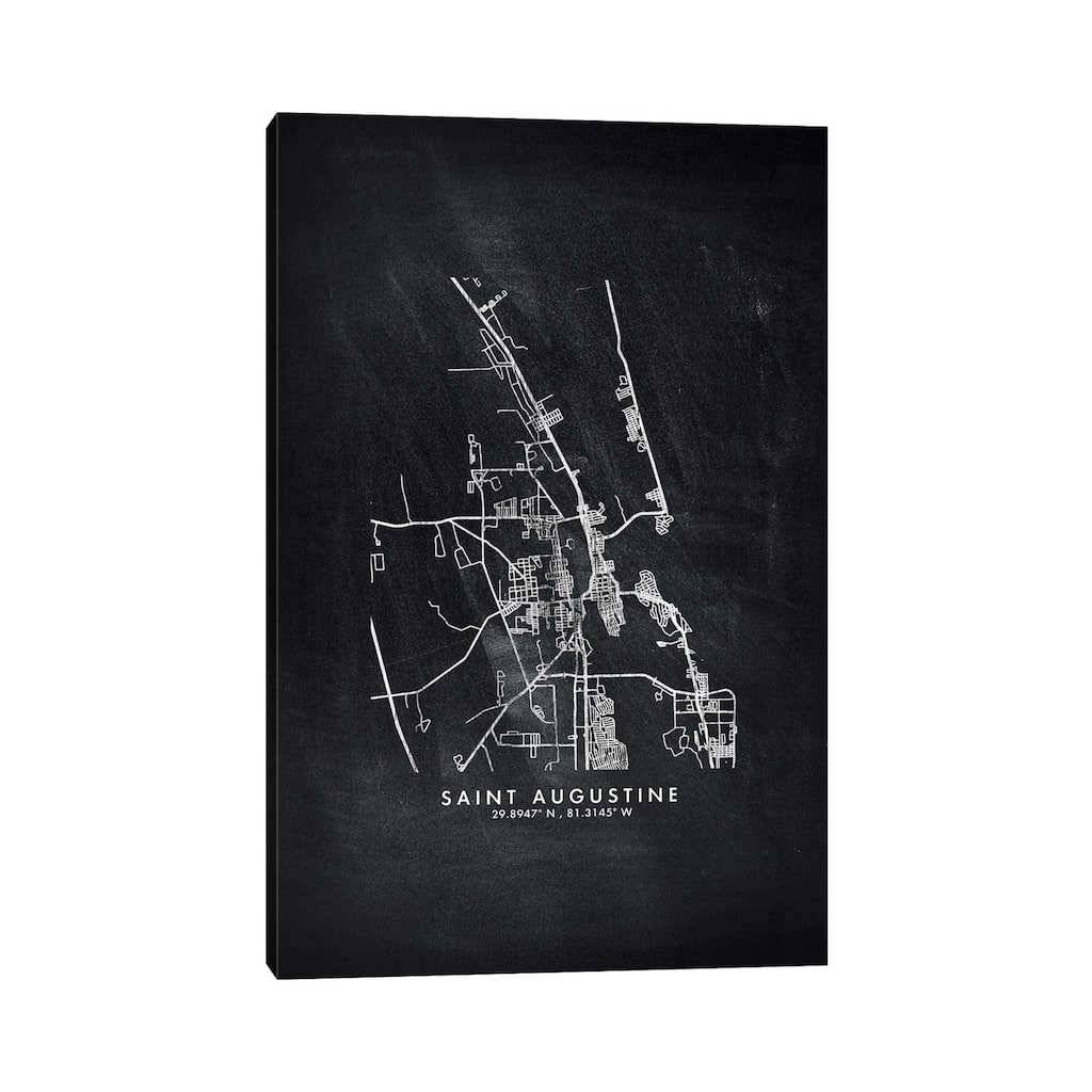 iCanvas "Saint Augustine City Map Chalkboard Style" by WallDecorAddict Canvas Print
