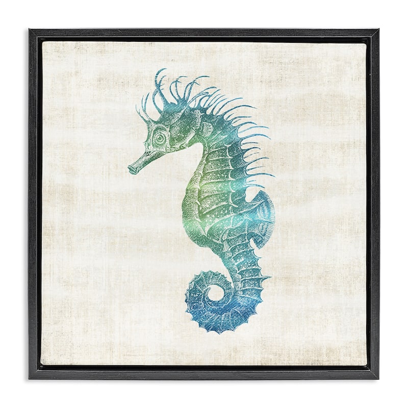 Stupell Ombre Seahorse Expression Framed Floater Canvas Wall Art Design By Susan Arnot - 25 x 25 - Black
