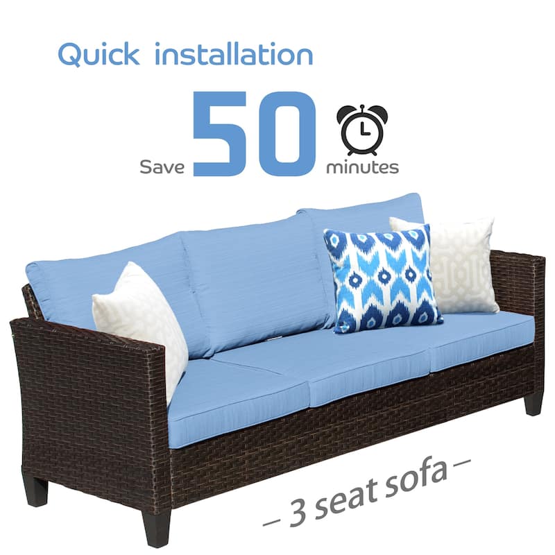 OVIOS Patio Furniture Wicker 5-piece Outdoor High-back Sectional Set