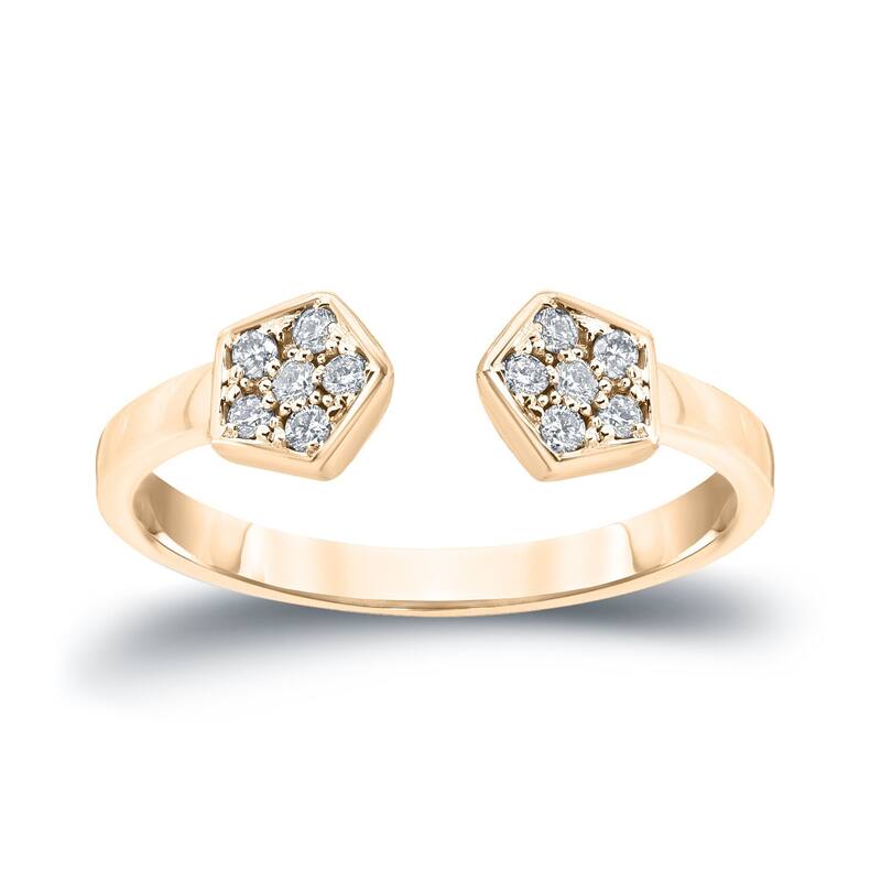 Auriya 14k Gold Stackable Open Hexagon Diamond Ring 1/8ct TW - Yellow - 4