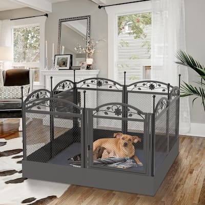 Dog Whelping Box Playpen Fence Pet Large Whelping Box Cage with Pad - 50x50x35 inch