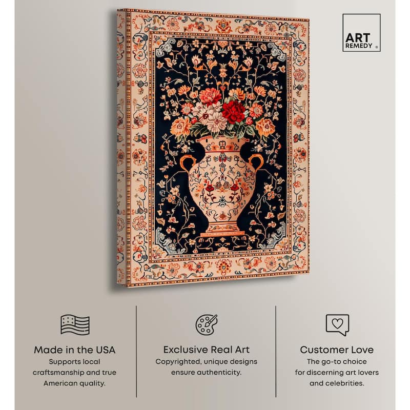 Persian Vase and Flowers Canvas by Art Remedy, Gallery Wrapped