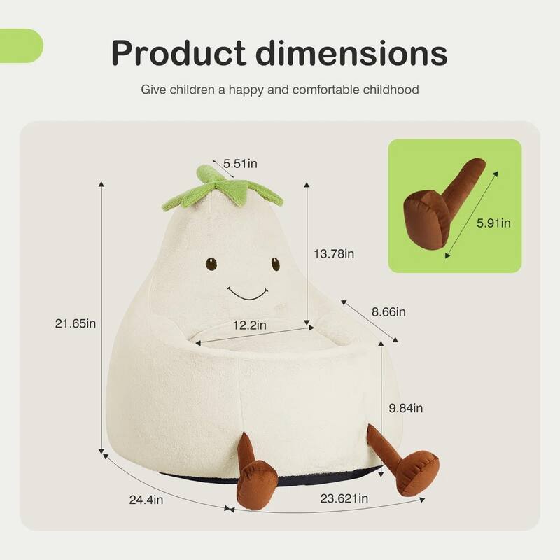 Kids Eggplant Bean Bag Chair and Crash Pad Lounger Seat for Gaming, Reading and Watching TV for Toddlers and Children's Rooms