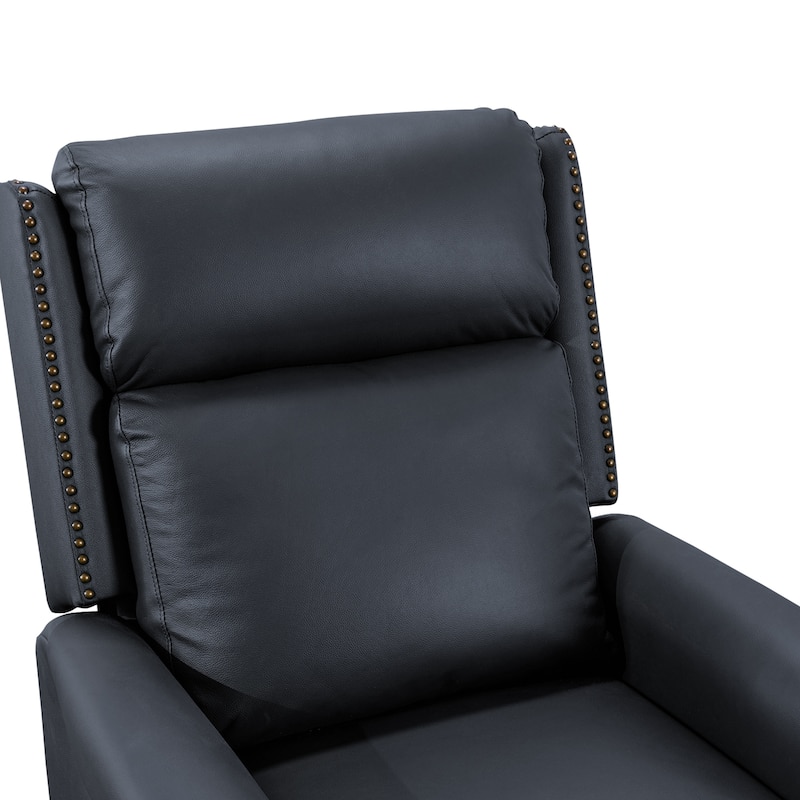 Genuine Leather Comfortable Recliner Chair Adjustable Push Back Recliner Living Room Arm Chair
