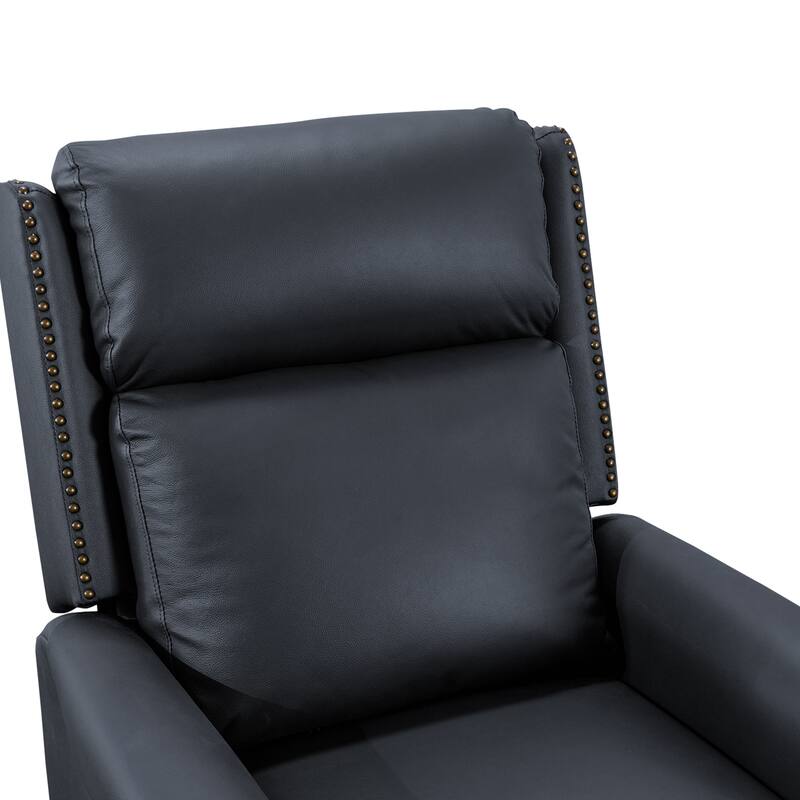 Genuine Leather Push Back Adjustable Recliner with Comfortable Arms for Living Room Chair