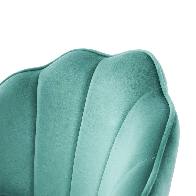 Velvet Shell Bar Stools Set of 2, Counter Height Chairs with Metal Legs, Upholstered Kitchen Island Chairs with Footres