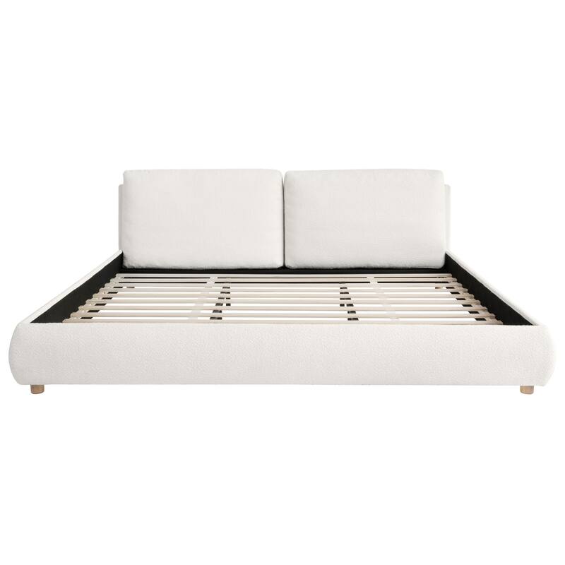 King Size Upholstered Platform Bed with Two Removable Pillow